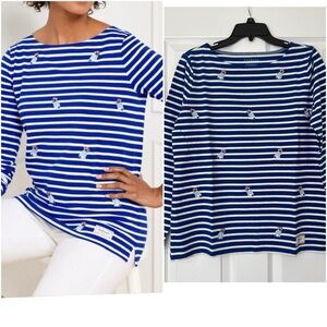 Talbots embroidered Frenchie dog shirt NWT medium